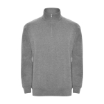 Sudadera de algodón y poliéster con media cremallera 280 g/m2 Roly color gris claro jaspeado