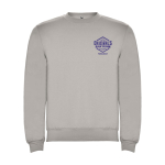 Jersey unisex de algodón y poliéster en punto 280 g/m2 Roly color gris vista impresión serigrafía