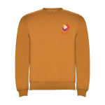 Jersey unisex de algodón y poliéster en punto 280 g/m2 Roly color amarillo oscuro vista impresión serigrafía