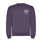 Jersey unisex de algodón y poliéster en punto 280 g/m2 Roly color lila vista impresión serigrafía