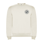 Jersey unisex de algodón y poliéster en punto 280 g/m2 Roly color blanco roto vista impresión serigrafía