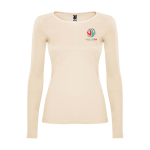 Camiseta para mujer de 100% algodón en punto 160 g/m2 Roly color arena vista impresión serigrafía