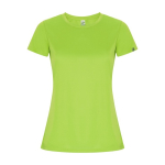 Camiseta técnica de 50% poliéster reciclado para mujer 135 g/m2 Roly color verde fluorescente