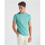 Camiseta con logo de algodón 100% en punto para hombre 190 g/m2 Roly color azul oscuro imagen de estilo de vida