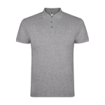 Polo de algodón en punto piqué de hombre en manga corta 200 g/m2 Roly color gris claro jaspeado
