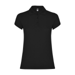 Polo de punto piqué en algodón 100% para mujer 200 g/m2 Roly color negro