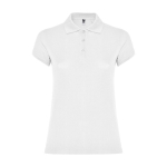 Polo de punto piqué en algodón 100% para mujer 200 g/m2 Roly color blanco