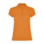 Polo de punto piqué en algodón 100% para mujer 200 g/m2 Roly color naranja