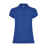 Polo de punto piqué en algodón 100% para mujer 200 g/m2 Roly color azul real