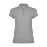 Polo de punto piqué en algodón 100% para mujer 200 g/m2 Roly color gris claro jaspeado
