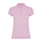 Polo de punto piqué en algodón 100% para mujer 200 g/m2 Roly color rosa claro