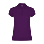 Polo de punto piqué en algodón 100% para mujer 200 g/m2 Roly color morado