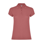 Polo de punto piqué en algodón 100% para mujer 200 g/m2 Roly color rojo desaturado