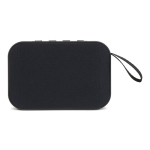 Altavoz bluetooth negro pequeño portátil en forma rectangular color negro tercera vista