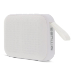 Altavoz bluetooth negro pequeño portátil en forma rectangular color blanco