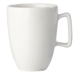 Taza blanca de cerámica con asa rectangular hecha en EU 230ml color blanco cuarta vista