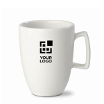 Taza blanca de cerámica con asa rectangular hecha en EU 230ml vista principal