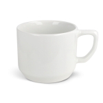 Taza de cerámica blanca con una asa rectangular compacta 250ml color blanco
