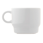 Taza de porcelana blanca con opción apilable hecha en EU 180ml color blanco cuarta vista
