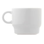 Taza de café personalizada con plato triangular hecho en EU 180ml color blanco cuarta vista