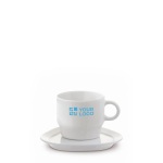 Taza de café personalizada con plato triangular hecho en EU 180ml vista principal