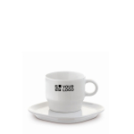 Taza de café apilable con plato rectangular hecho en EU 180ml vista principal
