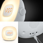 Radio despertador con luz gradual natural y radio FM Muse color blanco cuarta vista