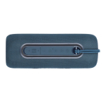 Altavoz en forma cilíndrica resistente al agua y detalles LED color azul oscuro cuarta vista