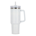 Vasos termo personalizados grandes de acero inoxidable con pajita 1.2L color blanco cuarta vista