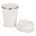 Vaso take away de doble pared compatible con cafeteras 280ml color blanco segunda vista