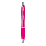 Bolígrafo de plástico transparente con detalles metálicos y tinta azul color rosa segunda vista
