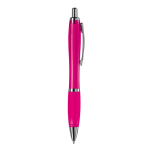 Bolígrafo de plástico transparente con detalles metálicos y tinta azul color rosa quinta vista