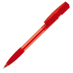 Bolígrafo de plástico hecho en Alemania de tinta azul recargable color rojo transparente