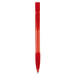 Bolígrafo de plástico hecho en Alemania de tinta azul recargable color rojo transparente cuarta vista