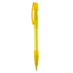 Bolígrafo de plástico hecho en Alemania de tinta azul recargable color amarillo transparente tercera vista