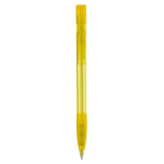 Bolígrafo de plástico hecho en Alemania de tinta azul recargable color amarillo transparente cuarta vista