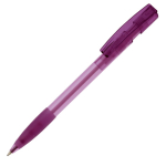 Bolígrafo de plástico hecho en Alemania de tinta azul recargable color violeta transparente