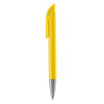 Bolígrafo de plástico con acabado opaco hecho en UE de tinta azul color amarillo tercera vista