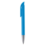 Bolígrafo de plástico con acabado opaco hecho en UE de tinta azul color azul claro tercera vista