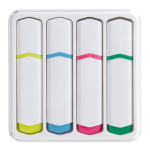 Kit de 4 marcadores de distintos colores en caja transparente color blanco tercera vista
