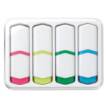 Kit de 4 marcadores mini de distintos colores en caja transparente color blanco tercera vista