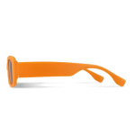 Gafas de sol promocionales negras hechas de plástico 100% reciclado color naranja cuarta vista