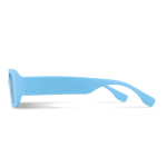 Gafas de sol promocionales negras hechas de plástico 100% reciclado color azul claro cuarta vista