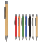 Bolígrafos con logo, de papel sostenible en varios colores, pulsador