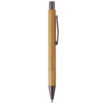 Bolígrafo de bambú con clip metálico y recambio Jumbo tinta azul color natural quinta vista