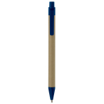 Bolígrafo hecho de papel reciclado con pulsador y punta de colores color azul segunda vista