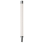 Bolígrafo de aluminio con acabado soft-touch y tinta azul color blanco cuarta vista