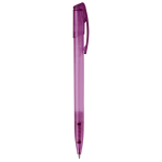 Bolígrafo de plástico transparente de colores con clip arqueado color morado