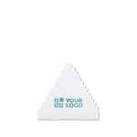 Rascador de hielo personalizado hecho de plástico en forma triangular vista principal