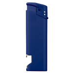 Mechero electrónico 2 en 1 con un abrebotellas en parte inferior color azul tercera vista